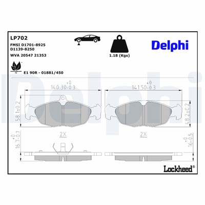 DELPHI LP702 EAN: 5012759305188.