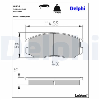 DELPHI LP736 EAN: 5012759305522.