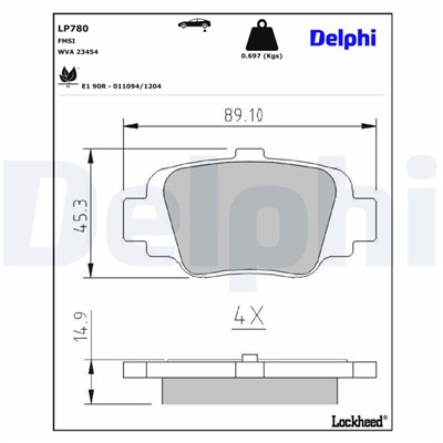 DELPHI LP780 EAN: 5012759305997.