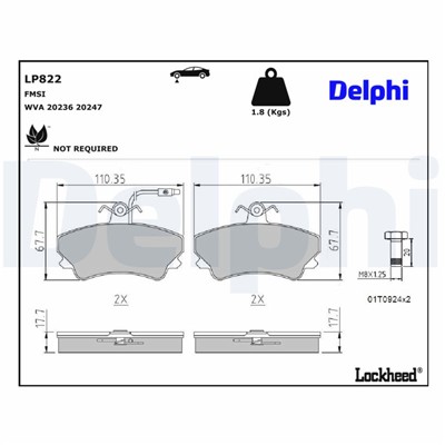 DELPHI LP822 EAN: 5012759306161.