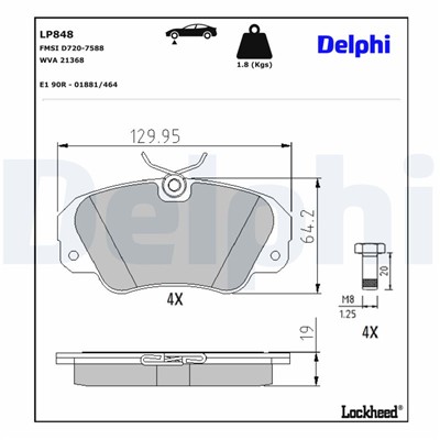 DELPHI LP848 EAN: 5012759306420.