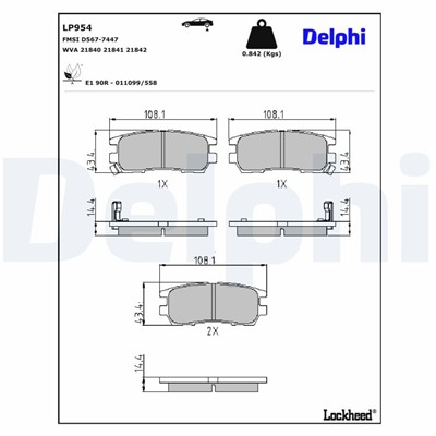 DELPHI LP954 EAN: 5012759916575.