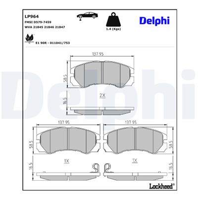 DELPHI LP964 EAN: 5012759916643.