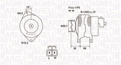 MAGNETI MARELLI 063731901010 Číslo výrobce: MQA1901. EAN: 8001063939544.