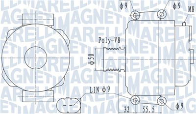 MAGNETI MARELLI 063732055010 Číslo výrobce: MQA2055. EAN: 8050947054439.