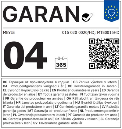 MEYLE 016 020 0020/HD Číslo výrobce: MTE0015HD. EAN: 4040074123287.