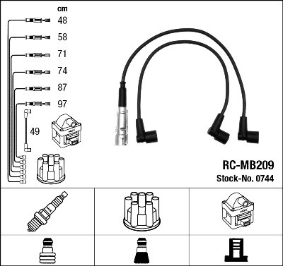 NGK 0744 Číslo výrobce: RC-MB209. EAN: 87295007440.