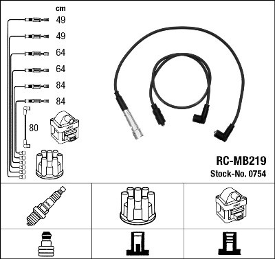 NGK 0754 Číslo výrobce: RC-MB219. EAN: 87295007549.