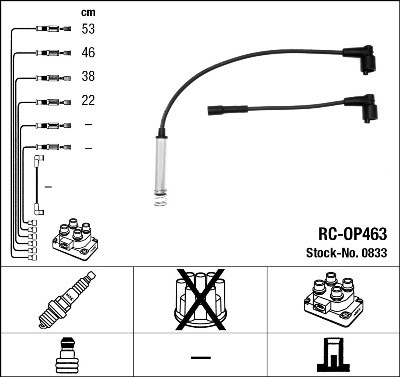 NGK 0833 Číslo výrobce: RC-OP463. EAN: 87295008331.