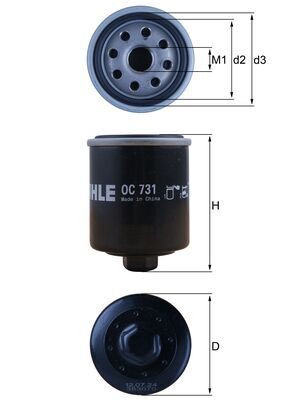 MAHLE ORIGINAL OC 731 Číslo výrobce: 72572782. EAN: 4009026730997.