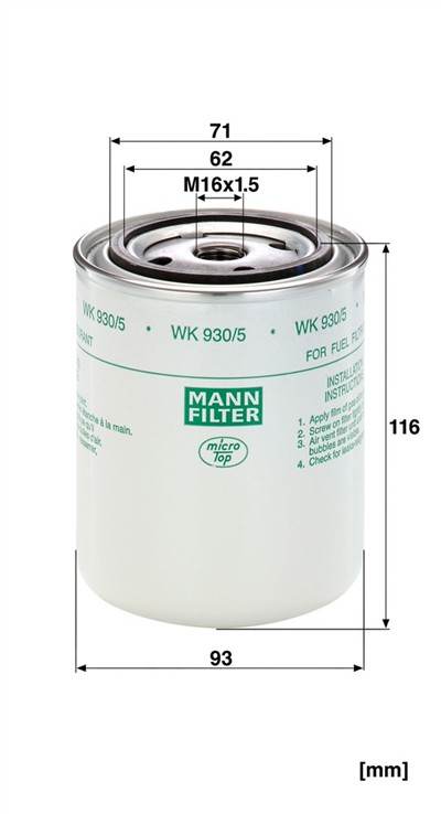 MANN-FILTER WK 930/5 EAN: 4011558938406.