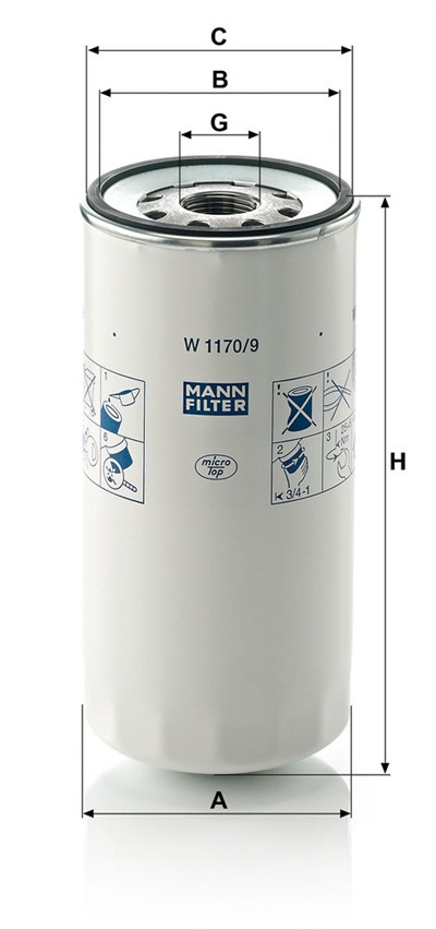 MANN-FILTER W 1170/9 EAN: 4011558739805.