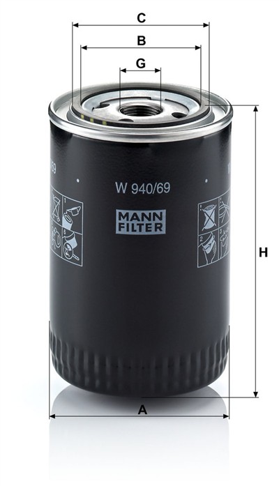 MANN-FILTER W 940/69 EAN: 4011558464905.