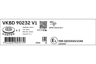 SKF VKBD 90232 V1 EAN: 7316581895779.