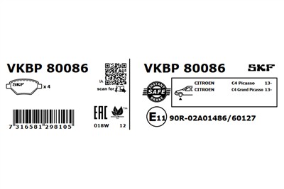SKF VKBP 80086 EAN: 7316581298105.
