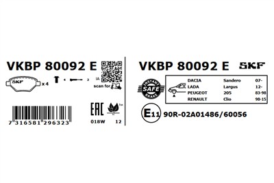 SKF VKBP 80092 E EAN: 7316581296323.