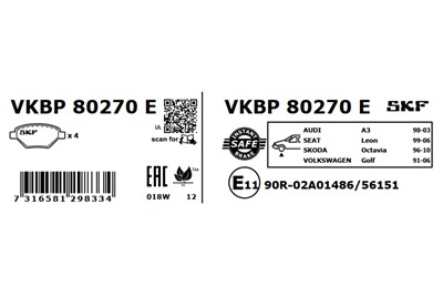 SKF VKBP 80270 E EAN: 7316581298334.