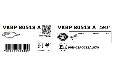 SKF VKBP 80518 A EAN: 7316581301409.