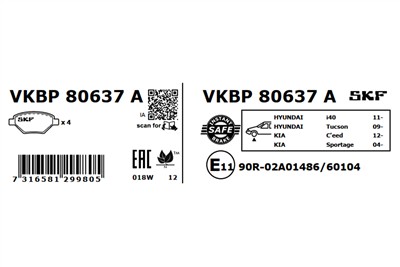 SKF VKBP 80637 A EAN: 7316581299805.