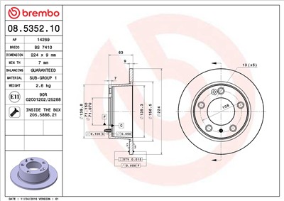 BREMBO 08.5352.10 EAN: 8020584535219.