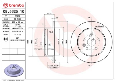 BREMBO 08.5625.10 EAN: 8020584562512.