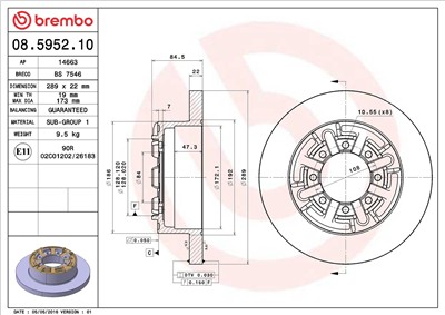 BREMBO 08.5952.10 EAN: 8020584595213.
