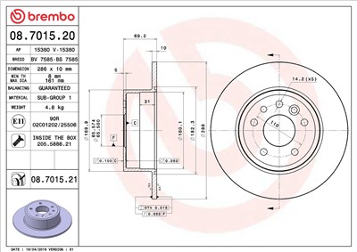 BREMBO 08.7015.21 EAN: 8020584015797.