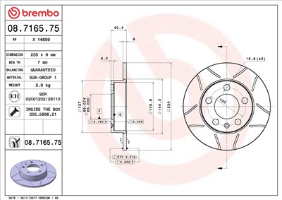 BREMBO 08.7165.75 EAN: 8020584013663.