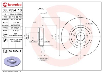 BREMBO 08.7354.11 EAN: 8020584038086.