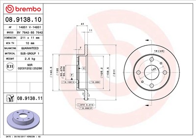 BREMBO 08.9138.10 EAN: 8020584913819.