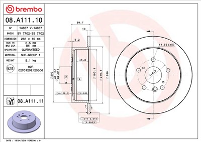 BREMBO 08.A111.11 EAN: 8020584032534.