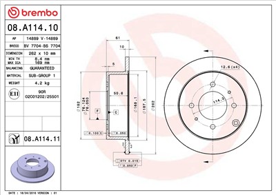 BREMBO 08.A114.11 EAN: 8020584032626.