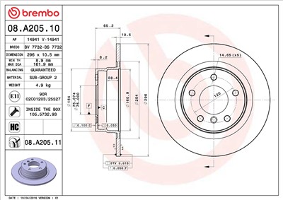 BREMBO 08.A205.11 EAN: 8020584026427.
