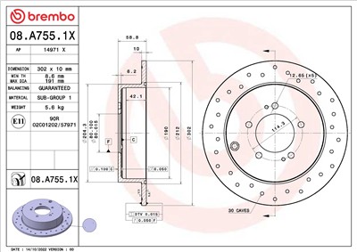 BREMBO 08.A755.1X EAN: 8020584321652.