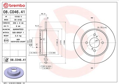BREMBO 08.C046.41 EAN: 8020584233191.