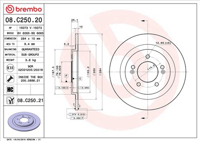 BREMBO 08.C250.21 EAN: 8020584218662.