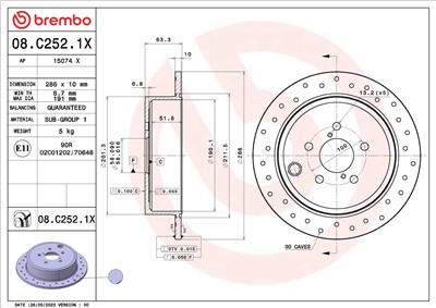 BREMBO 08.C252.1X EAN: 8020584325186.