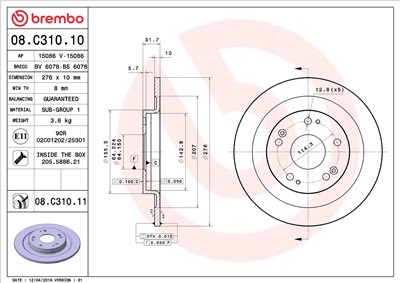 BREMBO 08.C310.11 EAN: 8020584222454.