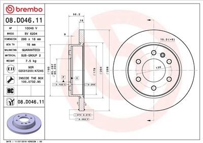 BREMBO 08.D046.11 EAN: 8020584238875.