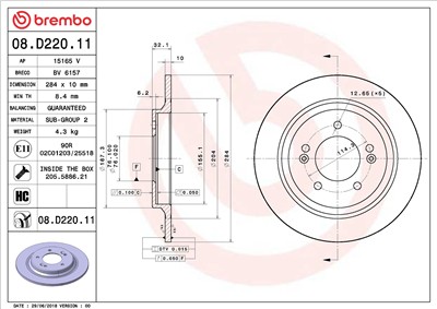 BREMBO 08.D220.11 EAN: 8020584235669.