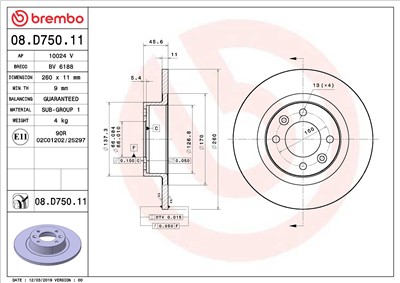 BREMBO 08.D750.11 EAN: 8020584237373.