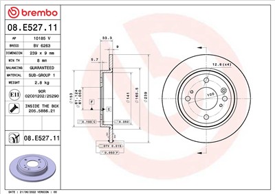 BREMBO 09.E528.11 EAN: 8020584320679.