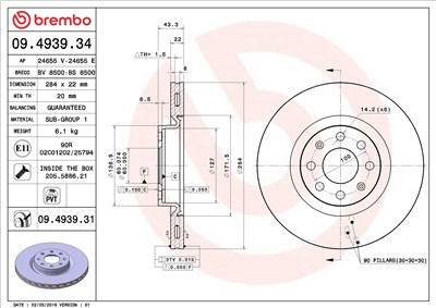 BREMBO 09.4939.31 EAN: 8020584023815.