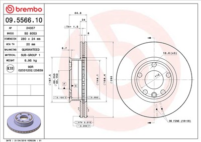 BREMBO 09.5566.10 EAN: 8020584556610.