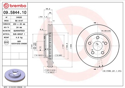 BREMBO 09.5844.10 EAN: 8020584584415.