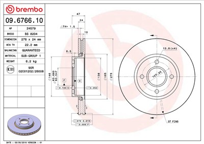 BREMBO 09.6766.10 EAN: 8020584676615.