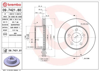 BREMBO 09.7421.81 EAN: 8020584034613.