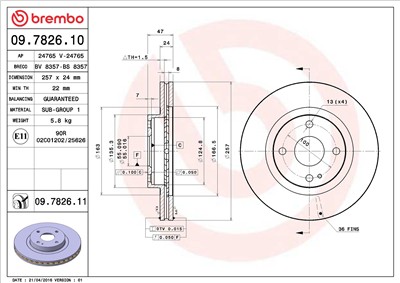 BREMBO 09.7826.10 EAN: 8020584782613.
