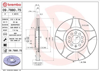 BREMBO 09.7880.75 EAN: 8020584015100.