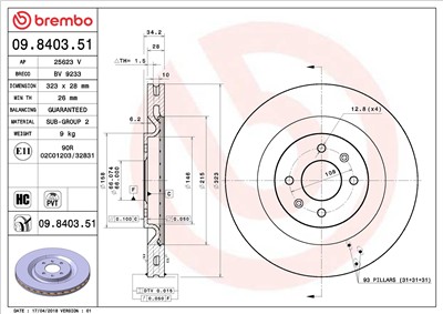 BREMBO 09.8403.51 EAN: 8020584224373.